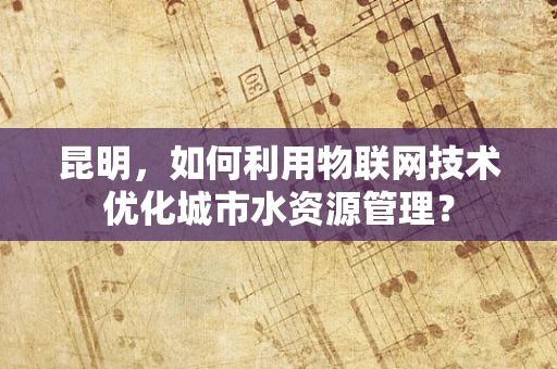 昆明，如何利用物联网技术优化城市水资源管理？