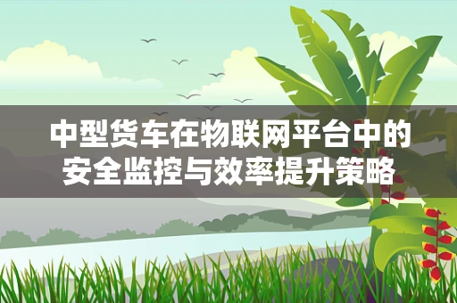中型货车在物联网平台中的安全监控与效率提升策略
