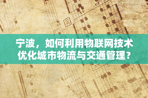 宁波，如何利用物联网技术优化城市物流与交通管理？